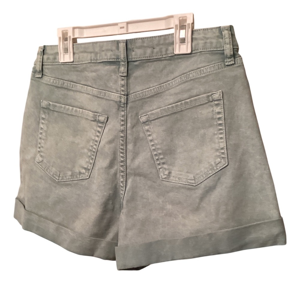Wild Fable Womens Super High-Rise Rolled Cuff Denim Shorts Green Acid Wash Sz 6 - Picture 2 of 4